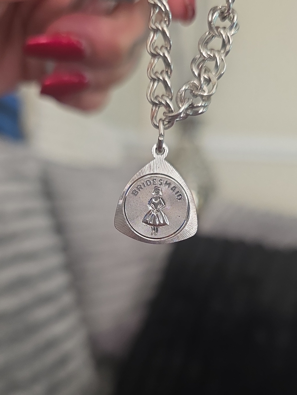 ELCO sterling Bridesmaid Silver Charm Bracelet Necklace
